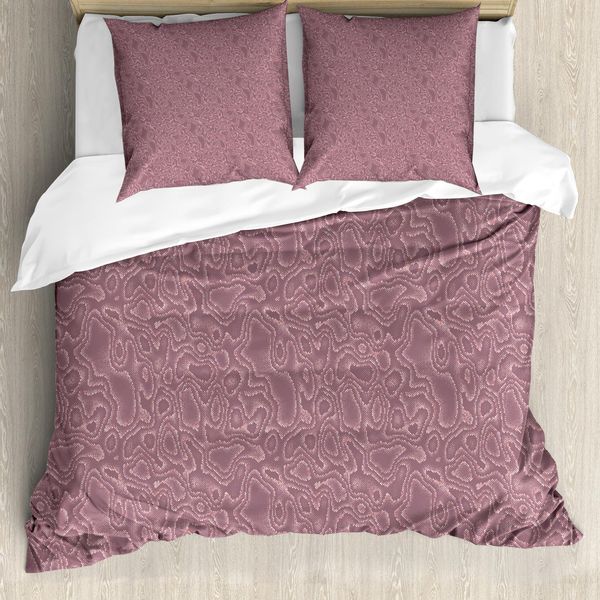 Abakuhaus Set Copripiumino Con Stampa Serpente Per Letti Singoli, Motivo Urgente, Antiacaro, Adatto A Chi Soffre Di Allergie, Con Federa, 155 Cm X 220 Cm - 80 X 80 Cm, Malva Tortora Rosa Pallido-image