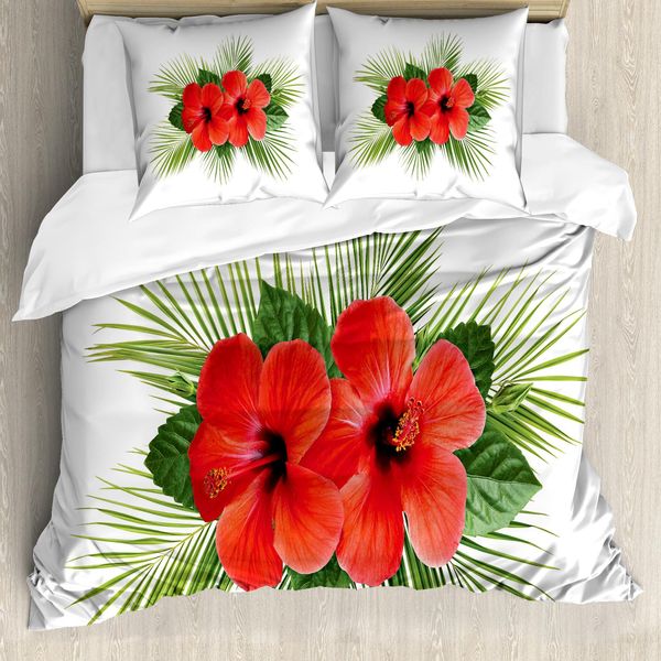 Abakuhaus Set Copripiumino Per Letto Singolo, Motivo A Petali Semplici, Antiacaro E Anallergico, Con Federa, 155 Cm X 220 Cm - 80 X 80 Cm, Verde Mela Vermiglio-image