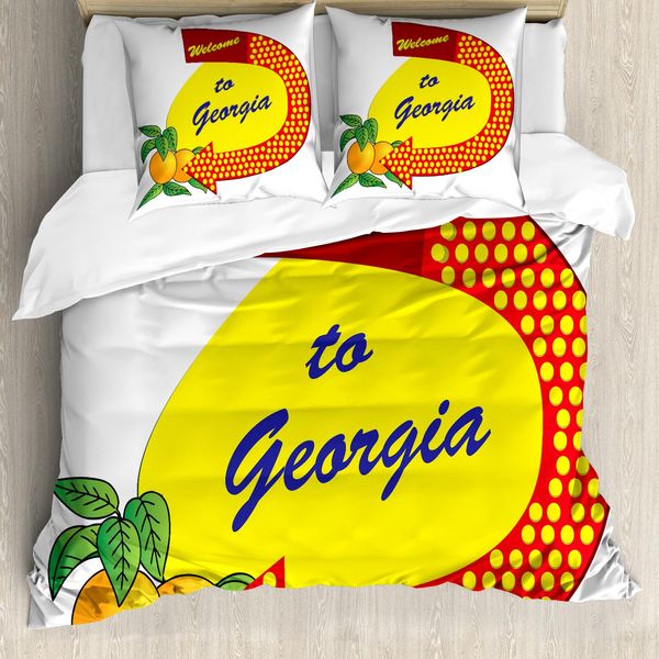Abakuhaus Georgia Set Copripiumino Per Letti Singoli, Freccia Simbolica E Pesche, Antiacaro, Adatto A Chi Soffre Di Allergie, Con Federa, 155 Cm X 220 Cm - 80 X 80 Cm, Giallo Vermiglio-image