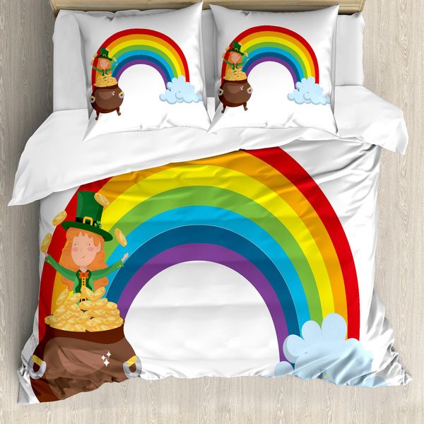 Abakuhaus Set Copripiumino Per Letto Singolo, Irish St Patrick Tagesregenbogen, Antiacaro, Adatto A Chi Soffre Di Allergie, Con Federa, 200 Cm X 200 Cm - 80 X 80 Cm, Multicolore-image