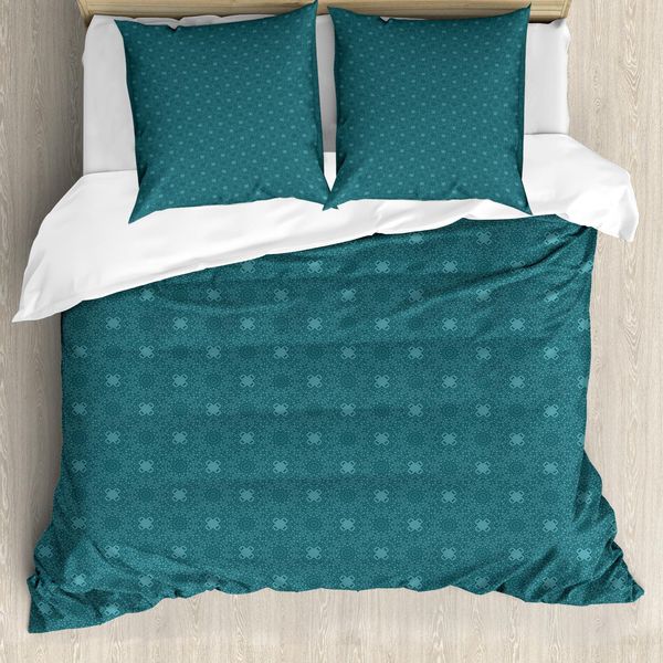 Abakuhaus Set Copripiumino Antico Orientale Per Letti Singoli, Grungy Monochrome, Antiacaro, Adatto A Chi Soffre Di Allergie, Con Federa, 200 Cm X 200 Cm - 80 X 80 Cm, Blu Cadetto E Verde Acqua Scuro-image