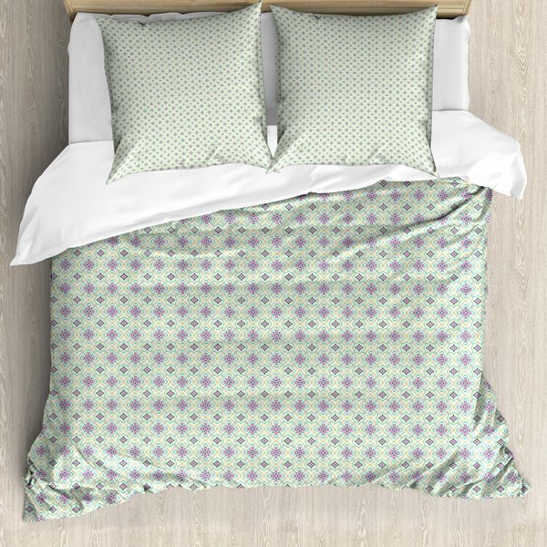 Set Copripiumino Abakuhaus Boho Per Letti Singoli, Motivi Floreali Tradizionali, Antiacaro, Adatto A Chi Soffre Di Allergie, Con Federa, 155 Cm X 220 Cm - 80 X 80 Cm, Rosa E Blu Cielo Profondo-image