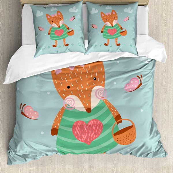 Abakuhaus Set Copripiumino Per Letto Singolo, Animale Dell'asilo Con Vestito, Antiacaro, Adatto A Chi Soffre Di Allergie, Con Federa, 200 Cm X 200 Cm - 80 X 80 Cm, Multicolore-image