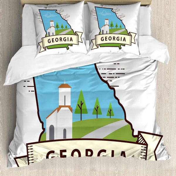 Abakuhaus Georgia Set Copripiumino Per Letti Singoli, Motivo Geometrico Digitale, Antiacaro, Adatto A Chi Soffre Di Allergie, Con Federa, 200 Cm X 200 Cm - 80 X 80 Cm, Bianco Multicolore-image