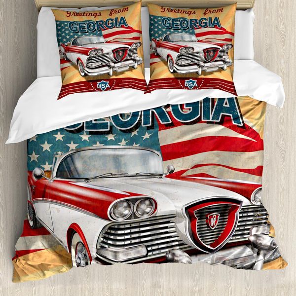 Abakuhaus Georgia Set Copripiumino Per Letti Singoli, Motivo Touristic Gruß, Antiacaro, Adatto A Chi Soffre Di Allergie, Con Federa, 200 Cm X 200 Cm - 80 X 80 Cm, Blu Ardesia Multicolore-image