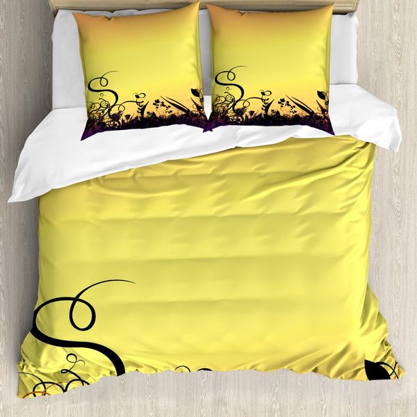 Abakuhaus Set Copripiumino Astratto Per Letti Singoli, Ombre Sunset Botanik, Antiacaro, Adatto A Chi Soffre Di Allergie, Con Federa, 155 Cm X 220 Cm - 80 X 80 Cm, Multicolore-image