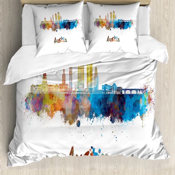 Abakuhaus Set Copripiumino Austin Per Letti Singoli, Macchie Di Colore Tipografiche, Antiacaro, Adatto A Chi Soffre Di Allergie, Con Federa, 155 Cm X 220 Cm - 80 X 80 Cm, Multicolore-image