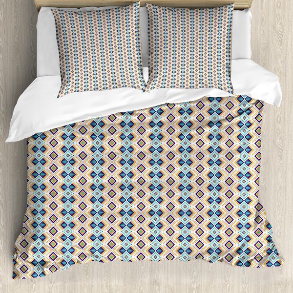 Abakuhaus Set Copripiumino Astratto Per Letti Singoli, Motivo Aztec, Antiacaro, Adatto A Chi Soffre Di Allergie, Con Federa, 200 Cm X 200 Cm - 80 X 80 Cm, Arancione Turchese-image