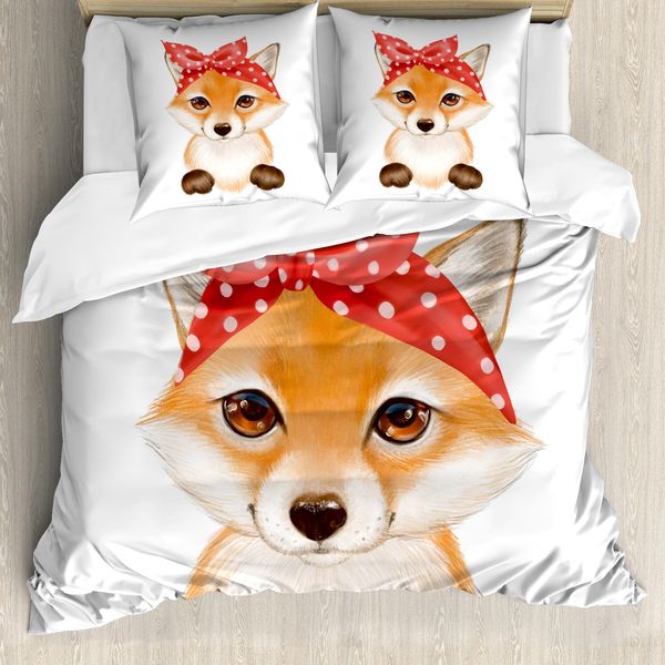 Abakuhaus Set Copripiumino Per Letto Singolo, Disegno Wild Animal, Antiacaro, Adatto A Chi Soffre Di Allergie, Con Federa, 200 Cm X 200 Cm - 80 X 80 Cm, Albicocca Corallo Scuro-image