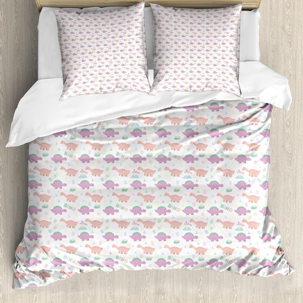 Set Copripiumino Abakuhaus Dino Per Letti Singoli, Tema Roar T-Rex Vulkan Eggs, Antiacaro, Adatto A Chi Soffre Di Allergie, Con Federa, 200 Cm X 200 Cm - 80 X 80 Cm, Multicolore-image