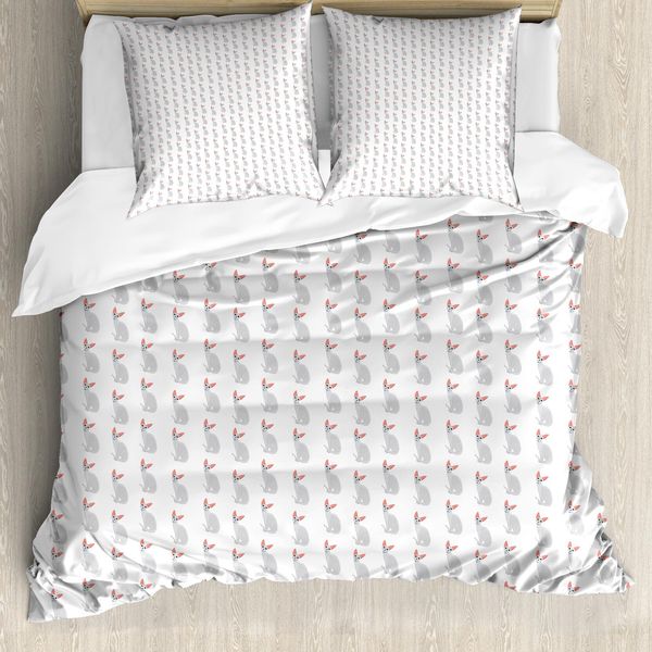 Abakuhaus Set Copripiumino Per Letto Singolo, Motivo Gatti Cartoon, Antiacaro, Adatto A Chi Soffre Di Allergie, Con Federa, 200 Cm X 200 Cm - 80 X 80 Cm, Pale Purpleblue Coral-image