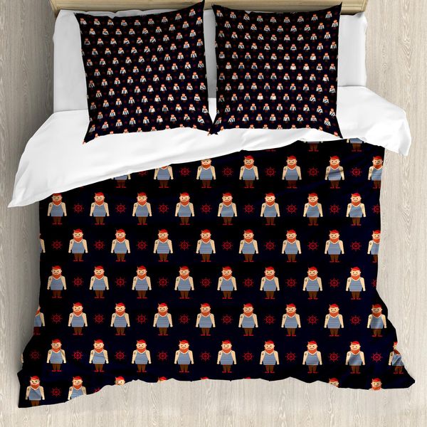 Abakuhaus Set Copripiumino Vintage Con Tatuaggi Nautici Per Letti Singoli, Ginger Man Wheel, Antiacaro E Anallergico Con Federa, 155 Cm X 220 Cm - 80 X 80 Cm, Taupe Salmone Scuro-image