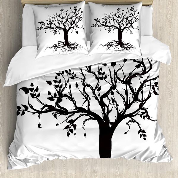Set Copripiumino Abakuhaus Per Letti Singoli, Silhouette Naturale, Antiacaro, Adatto A Chi Soffre Di Allergie, Con Federa, 200 Cm X 200 Cm - 80 X 80 Cm, Grigio Antracite E Bianco-image