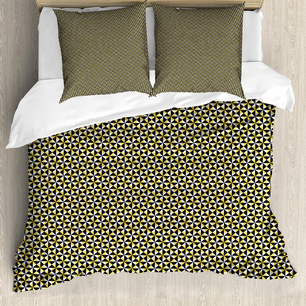 Abakuhaus Set Copripiumino Per Letti Singoli, Bicolore, Motivo Geometrico Astratto, Antiacaro, Adatto A Chi Soffre Di Allergie, Con Federa, 155 Cm X 220 Cm - 80 X 80 Cm, Senape E Grigio Antracite-image