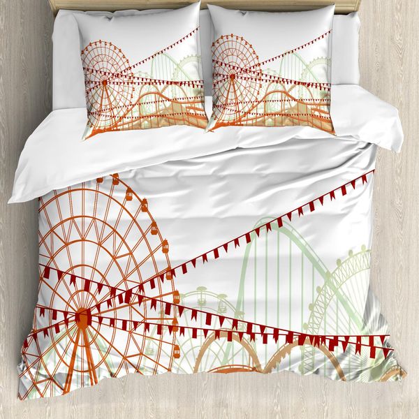 Abakuhaus Set Copripiumino Per Letto Singolo, Silhouette Rides Flags, Antiacaro, Adatto A Chi Soffre Di Allergie, Con Federa, 200 Cm X 200 Cm - 80 X 80 Cm, Cannella-Verde Felce-image