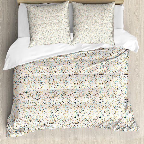 Abakuhaus Set Copripiumino Geometrico Per Letti Singoli, Arte Moderna Colorata, Antiacaro, Adatto A Chi Soffre Di Allergie, Con Federa, 155 Cm X 220 Cm - 80 X 80 Cm, Bianco E Multicolore-image