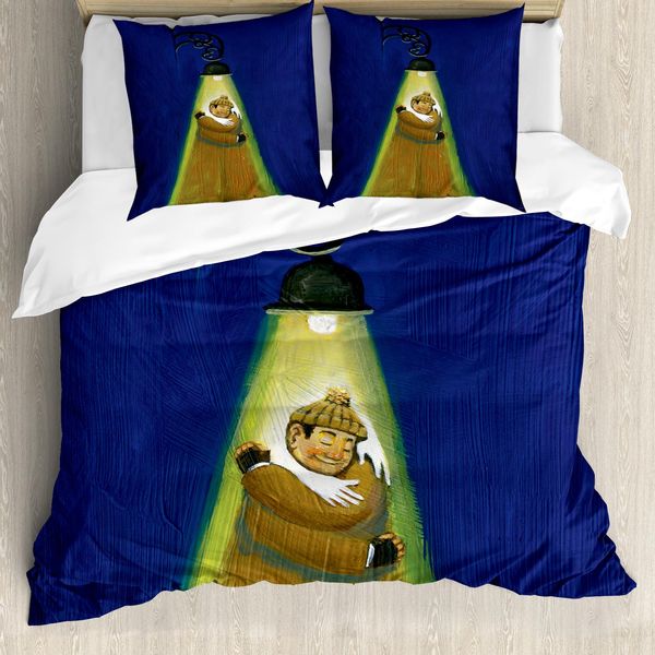 Abakuhaus Set Copripiumino Astratto Surreale Per Letti Singoli, Abbracciarsi, Antiacaro Adatto A Chi Soffre Di Allergie Con Federa, 155 Cm X 220 Cm - 80 X 80 Cm, Blu Notte Kitz-image
