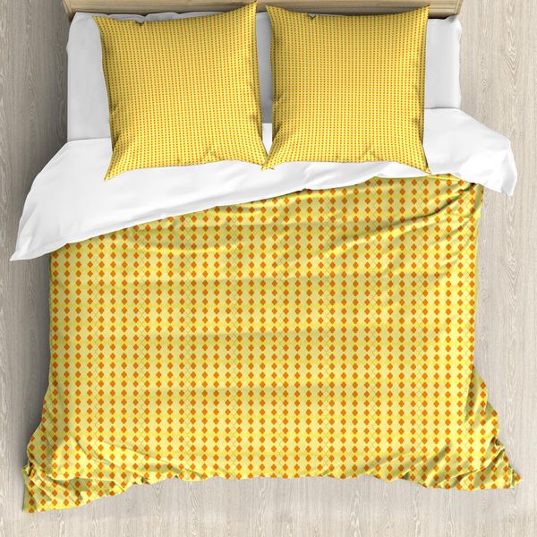 Abakuhaus Set Copripiumino Quatrefoil Per Letti Singoli, Motivi Orientali Ripetuti, Antiacaro, Adatto A Chi Soffre Di Allergie, Con Federa, 200 Cm X 200 Cm - 80 X 80 Cm, Arancione Bruciato Senape-image