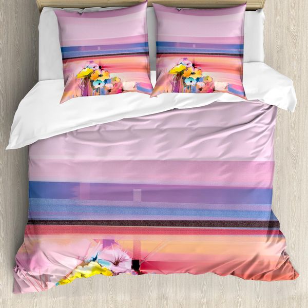Abakuhaus Set Copripiumino Gerber Daisy Per Letti Singoli, Grafica Astratta Raffinata, Antiacaro, Adatto A Chi Soffre Di Allergie, Con Federa, 200 Cm X 200 Cm - 80 X 80 Cm, Multicolore-image