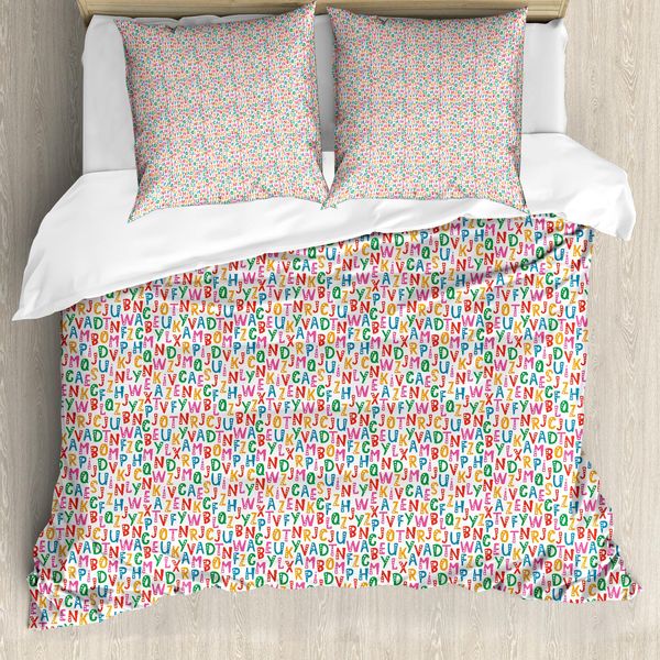 Set Copripiumino Abakuhaus Alphabet Per Letti Singoli, Personaggi Vivaci E Frizzanti, Antiacaro E Anallergico, Con Federa, 200 Cm X 200 Cm - 80 X 80 Cm, Multicolore-image