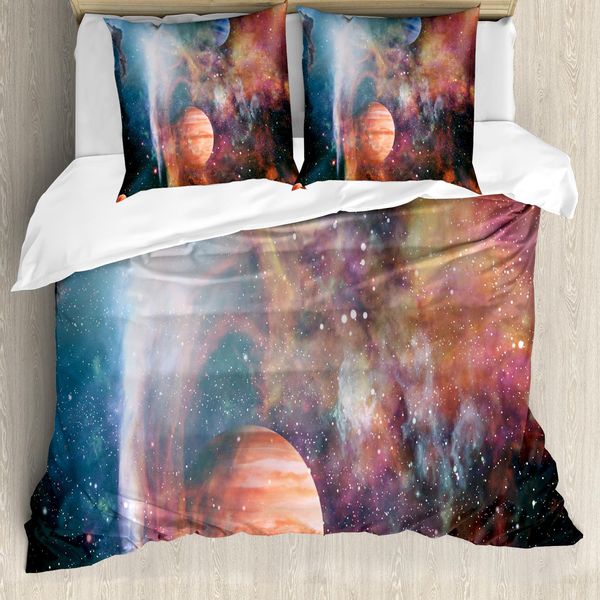 Abakuhaus Set Copripiumino Astral Per Letti Singoli, Corpi Celesti, Antiacaro, Adatto A Chi Soffre Di Allergie, Con Federa, 155 Cm X 220 Cm - 80 X 80 Cm, Multicolore-image