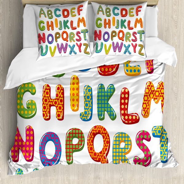 Abakuhaus Set Copripiumino Per Letto Singolo, Divertenti Motivi Con Scritte, Antiacaro, Adatto A Chi Soffre Di Allergie, Con Federa, 200 Cm X 200 Cm - 80 X 80 Cm, Multicolore-image