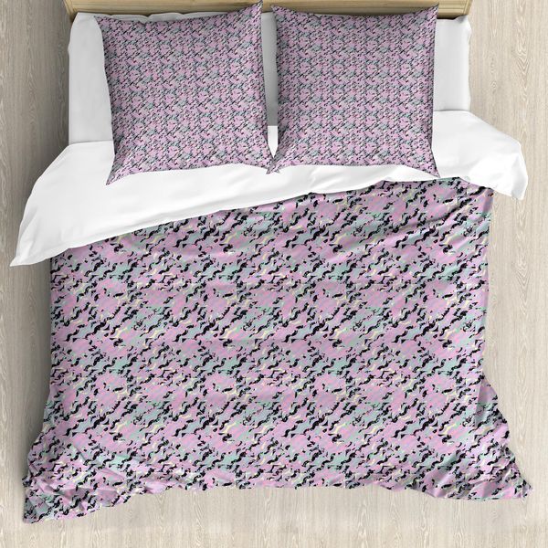 Abakuhaus Set Copripiumino Per Letti Singoli, Pastel Abstract Waves, Antiacaro, Adatto A Chi Soffre Di Allergie, Con Federa, 200 Cm X 200 Cm - 80 X 80 Cm, Viola Multicolore-image