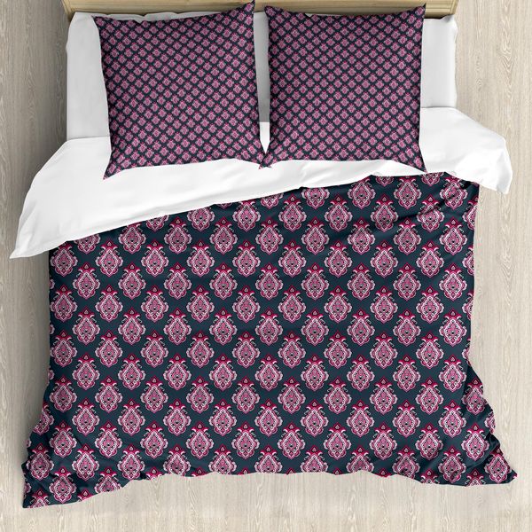 Set Copripiumino In Damasco Rosa Abakuhaus Per Letti Singoli, Fiori Vittoriani Femminili, Antiacaro, Adatto A Chi Soffre Di Allergie, Con Federa, 200 Cm X 200 Cm - 80 X 80 Cm, Rosa Baby-Magenta-image