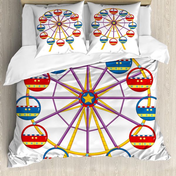 Abakuhaus Set Copripiumino Per Letto Singolo, Childish Lustige Fahrt, Antiacaro, Adatto A Chi Soffre Di Allergie, Con Federa, 200 Cm X 200 Cm - 80 X 80 Cm, Multicolore-image