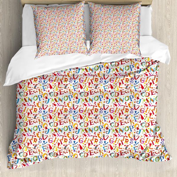 Abakuhaus Set Copripiumino Per Letto Singolo, Layout Con Scritte Stravaganti, Antiacaro, Adatto A Chi Soffre Di Allergie, Con Federa, 200 Cm X 200 Cm - 80 X 80 Cm, Multicolore-image