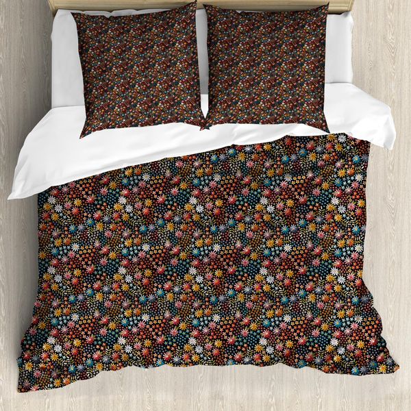 Abakuhaus Set Copripiumino Per Letto Singolo, Motivi Floreali Nostalgici, Antiacaro, Adatto A Chi Soffre Di Allergie, Con Federa, 155 Cm X 220 Cm - 80 X 80 Cm, Multicolore-image