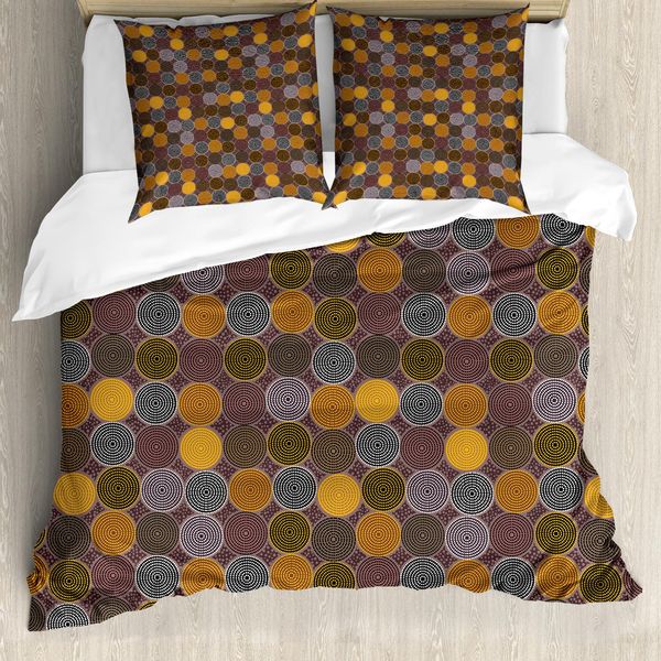Abakuhaus Set Copripiumino Aborigeno Per Letti Singoli, Motivi Folcloristici A Pois, Antiacaro, Adatto A Chi Soffre Di Allergie, Con Federa, 155 Cm X 220 Cm - 80 X 80 Cm, Multicolore-image