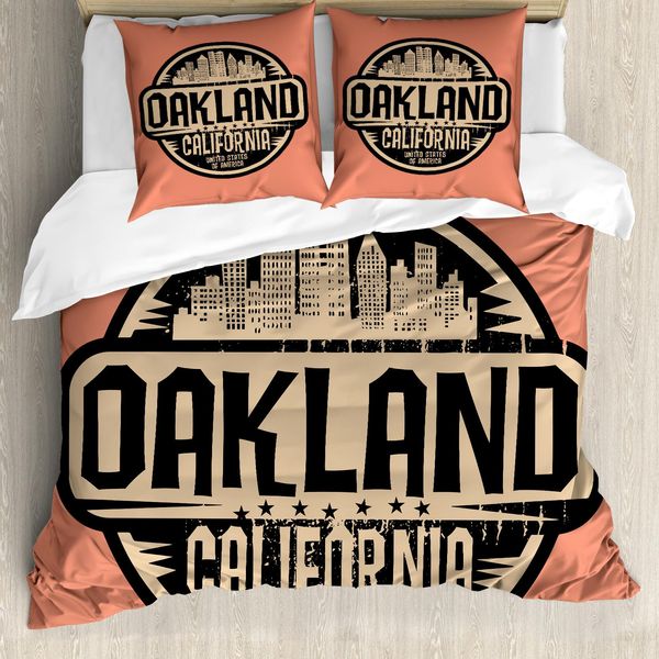 Abakuhaus Oakland Set Copripiumino Per Letti Singoli, Disegno Calligrafico Stampato, Antiacaro, Adatto A Chi Soffre Di Allergie, Con Federa, 200 Cm X 200 Cm - 80 X 80 Cm, Ecru Grigio Antracite-image