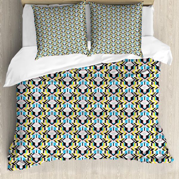 Abakuhaus Set Copripiumino Astratto Per Letti Singoli, Motivo Geometrico, Antiacaro, Adatto A Chi Soffre Di Allergie, Con Federa, 155 Cm X 220 Cm - 80 X 80 Cm, Multicolore-image