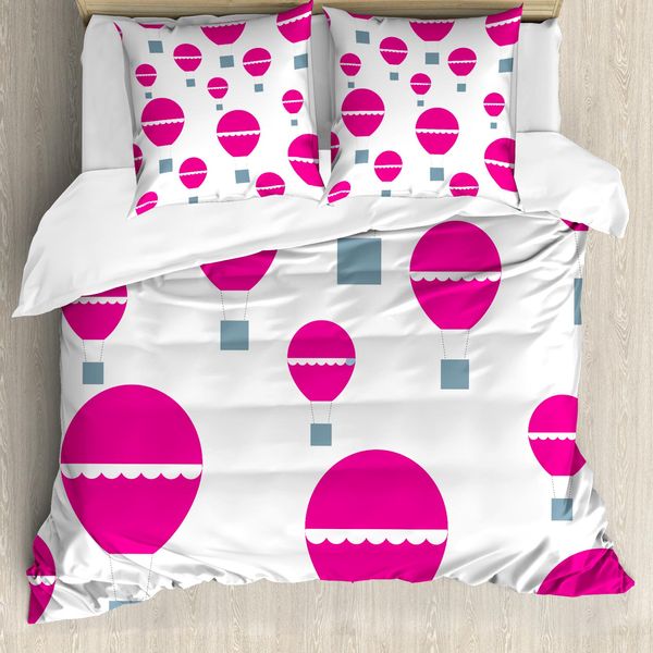 Abakuhaus Set Copripiumino Per Letto Singolo, Motivo A Mosche Monocromatiche, Antiacaro, Adatto A Chi Soffre Di Allergie, Con Federa, 155 Cm X 220 Cm - 80 X 80 Cm, Magenta Pallido-Blu Ardesia-image