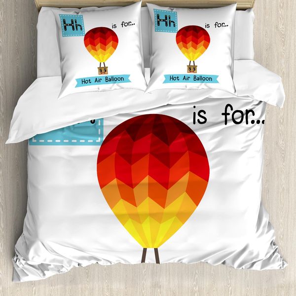 Abakuhaus Set Copripiumino Per Letto Singolo, Tema Alfabeto, Antiacaro, Adatto A Chi Soffre Di Allergie, Con Federa, 200 Cm X 200 Cm - 80 X 80 Cm, Multicolore-image