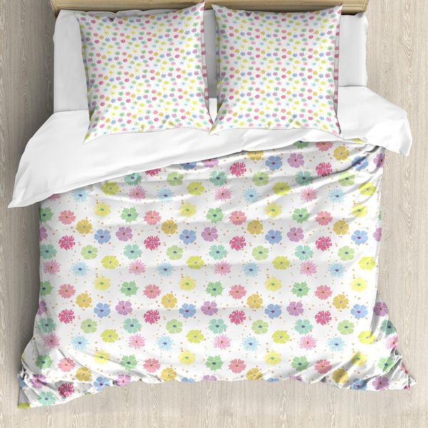 Set Copripiumino Abakuhaus Per Letti Singoli, Colori Vivaci Con Motivi Floreali, Antiacaro, Adatto A Chi Soffre Di Allergie, Con Federa, 155 Cm X 220 Cm - 80 X 80 Cm, Multicolore-image
