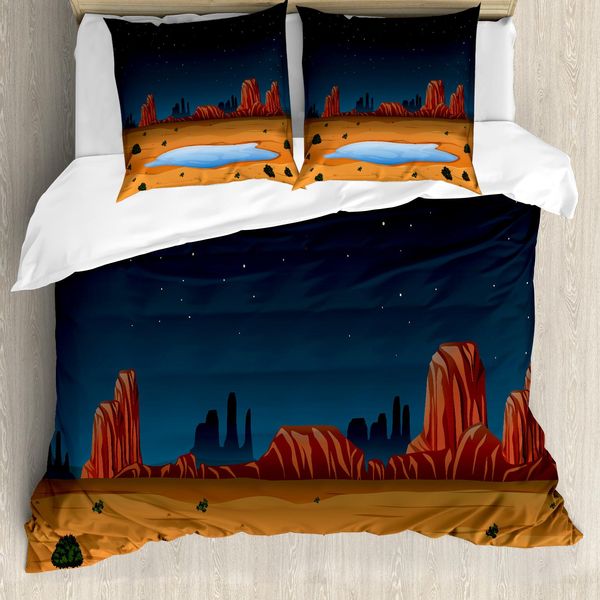 Abakuhaus Set Copripiumino Per Letto Singolo, Arizona Paesaggio Cielo Stellato, Antiacaro, Adatto A Chi Soffre Di Allergie, Con Federa, 200 Cm X 200 Cm - 80 X 80 Cm, Multicolore-image