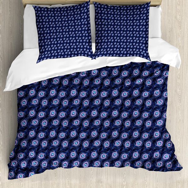 Abakuhaus Set Copripiumino Per Letto Singolo, Modern Bohemian Federn, Antiacaro Adatto A Chi Soffre Di Allergie Con Federa, 200 Cm X 200 Cm - 80 X 80 Cm, Lavanda Ceil Blu-image