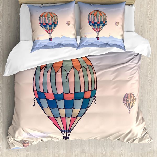 Abakuhaus Set Copripiumino Per Letto Singolo, Tema "Viaggi E Avventure"", Antiacaro, Adatto A Chi Soffre Di Allergie, Con Federa, 155 Cm X 220 Cm - 80 X 80 Cm, Multicolore"-image