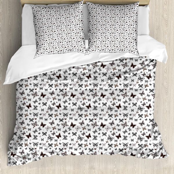 Abakuhaus Set Copripiumino Per Letti Singoli, Motivo Creativo Farfalla, Antiacaro, Adatto A Chi Soffre Di Allergie, Con Federa, 200 Cm X 200 Cm - 80 X 80 Cm, Multicolore Grigio Antracite-image