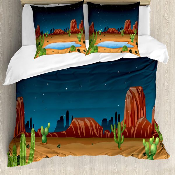 Abakuhaus Set Copripiumino Per Letti Singoli, Kakteen Starry Sky View, Antiacaro, Adatto A Chi Soffre Di Allergie, Con Federa, 200 Cm X 200 Cm - 80 X 80 Cm, Multicolore-image