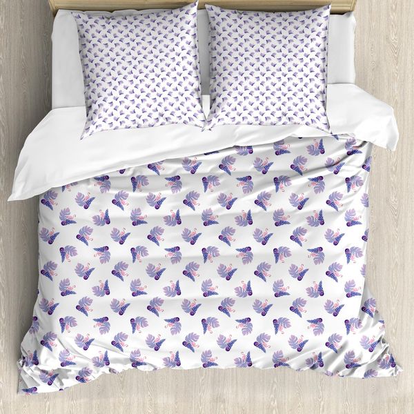 Abakuhaus Set Copripiumino Per Letto Singolo Philodendron, Foglie Esotiche Fenicottero, Antiacaro, Adatto A Chi Soffre Di Allergie, Con Federa, 200 Cm X 200 Cm - 80 X 80 Cm, Mauve Quartz-image