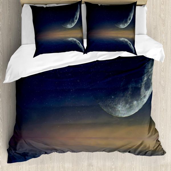 Abakuhaus Set Copripiumino Per Letto Singolo, Riflessi Lunari Sull'acqua, Antiacaro, Adatto A Chi Soffre Di Allergie, Con Federa, 155 Cm X 220 Cm - 80 X 80 Cm, Blu Cocoa-image
