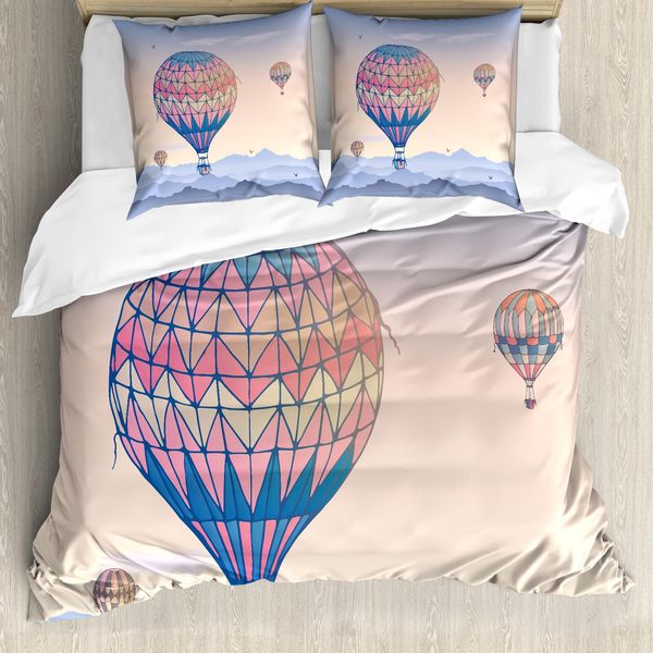 Abakuhaus Set Copripiumino Per Letto Singolo, Gradient Mountains, Antiacaro, Adatto A Chi Soffre Di Allergie, Con Federa, 155 Cm X 220 Cm - 80 X 80 Cm, Multicolore-image