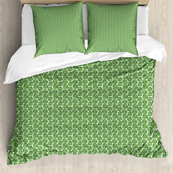 Abakuhaus Set Copripiumino Per Letto Singolo Philodendron, Acquerello Monstera, Antiacaro, Adatto A Chi Soffre Di Allergie, Con Federa, 155 Cm X 220 Cm - 80 X 80 Cm, Verde Lime Oliva-image