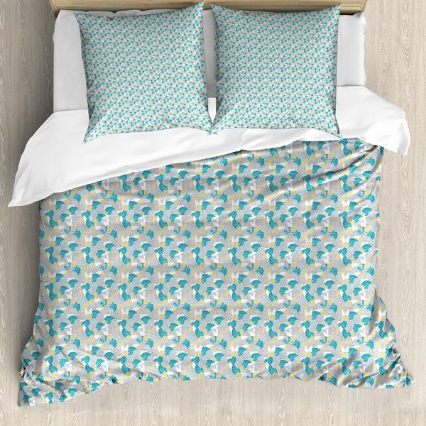 Set Copripiumino Abakuhaus Per Letti Singoli, Motivo Complexity Summer Petals, Antiacaro E Anallergico, Con Federa, 155 Cm X 220 Cm - 80 X 80 Cm, Teal Dusk-image