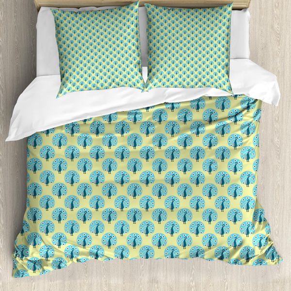 Abakuhaus Set Copripiumino Per Letto Singolo, Motivo Uccelli Esotici, Antiacaro, Adatto A Chi Soffre Di Allergie, Con Federa, 200 Cm X 200 Cm - 80 X 80 Cm, Verde Chiaro Multicolore-image