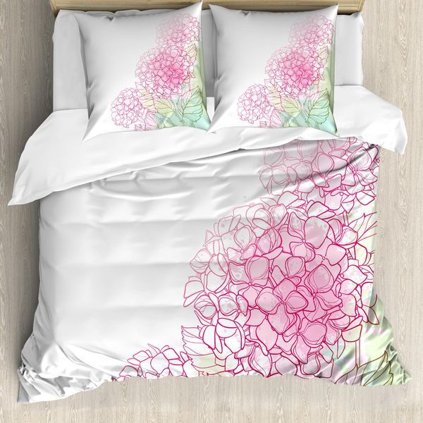 Abakuhaus Set Copripiumino Per Letto Singolo, Fiori Artificiali Color Grunge, Antiacaro, Adatto A Chi Soffre Di Allergie, Con Federa, 155 Cm X 220 Cm - 80 X 80 Cm, Rosa Verde Chiaro-image