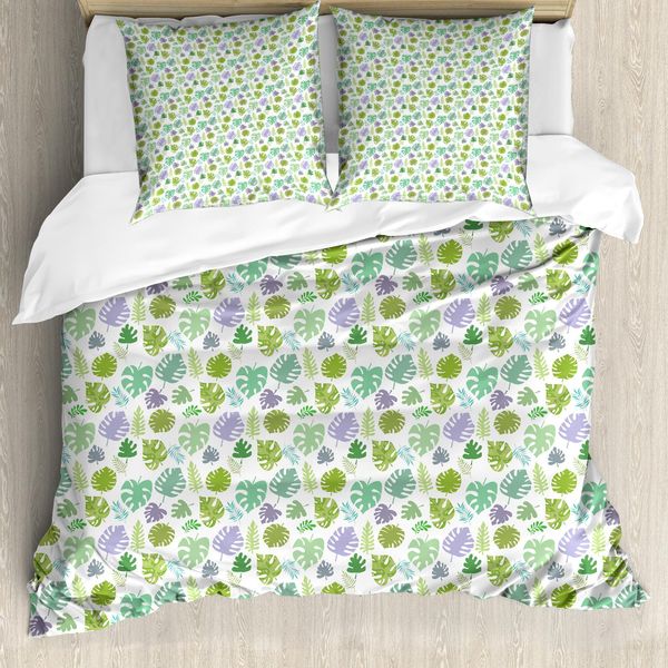 Abakuhaus Set Copripiumino Per Letto Singolo Philodendron, Foglie Estive, Antiacaro, Adatto A Chi Soffre Di Allergie, Con Federa, 155 Cm X 220 Cm - 80 X 80 Cm, Multicolore-image